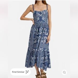 jacquie the label oaklynn blue seashell print maxi summer sun dress size small